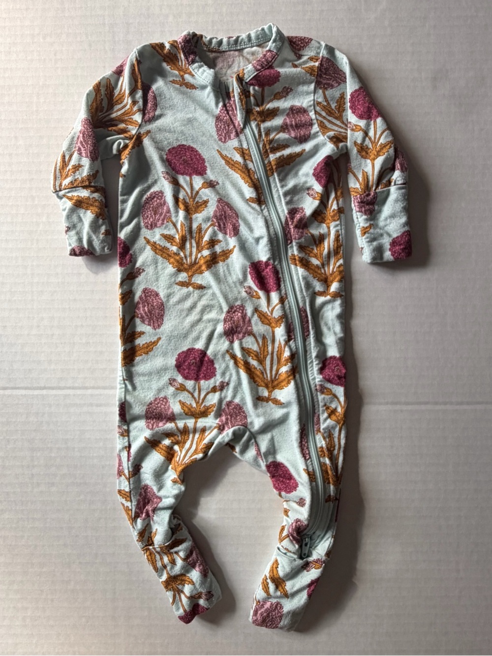 Pink Chicken Bamboo Floral Zip Sleeper Pajamas 3-6M